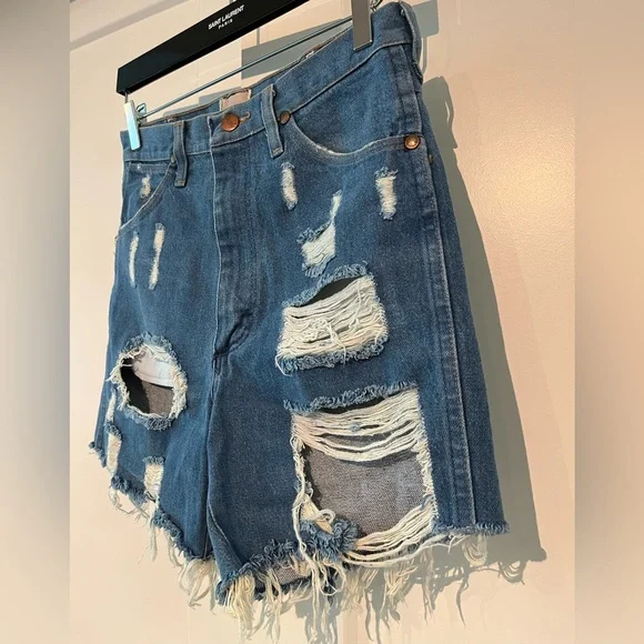 Furst of a Kind XS Distressed Blue Denim Shorts - Picture 4 of 4